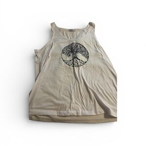 Women's whiteTank Top with Tree Design